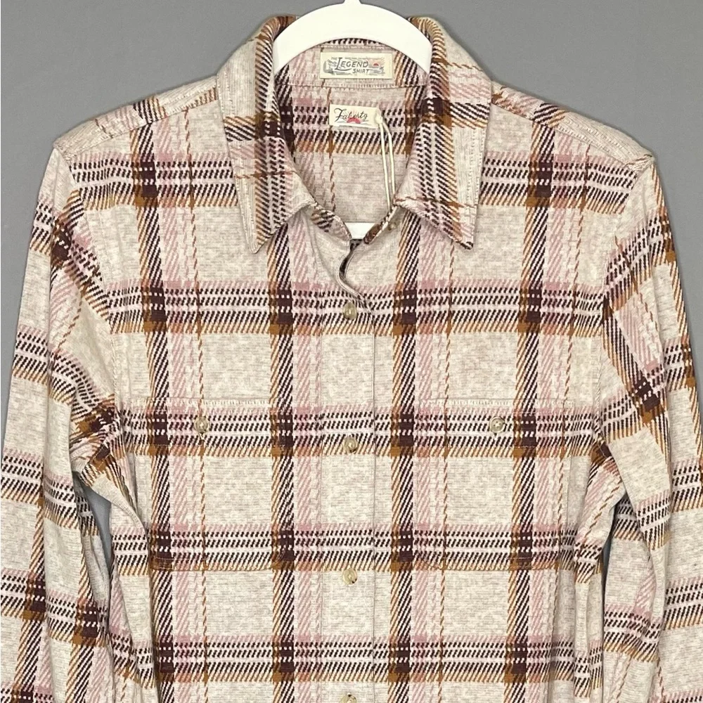 Faherty Women's Legend Sweater Shirt Plaid Cranberry Haze NWT - Picture 4 of 15